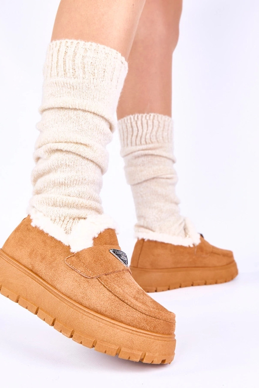 Brązowe mokasyny na platformie...