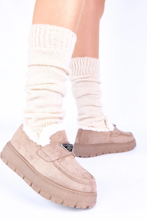 Ciemnobeżowe mokasyny na platformie...