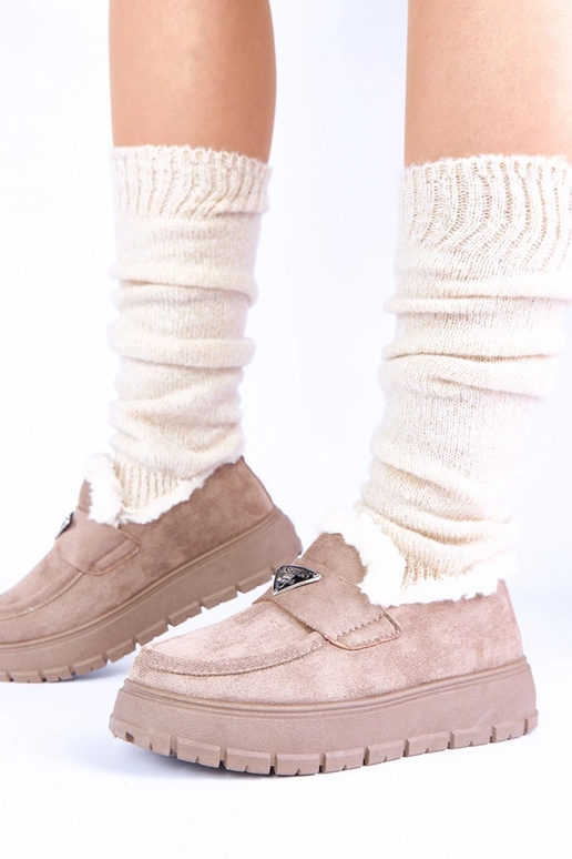 Ciemnobeżowe mokasyny na platformie...