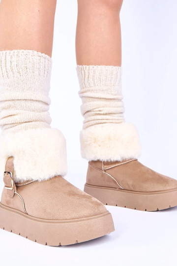 Ciemnobeżowe śniegowce z...