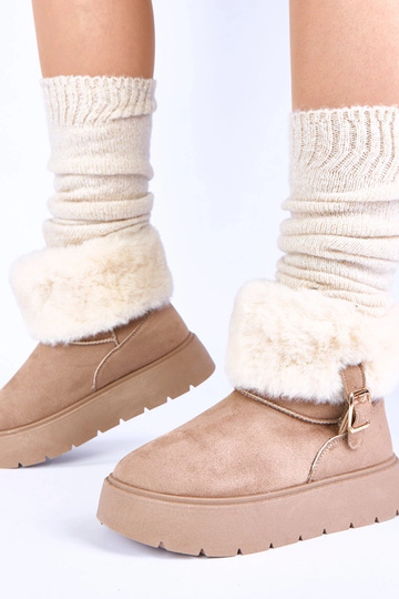 Ciemnobeżowe śniegowce z... 2