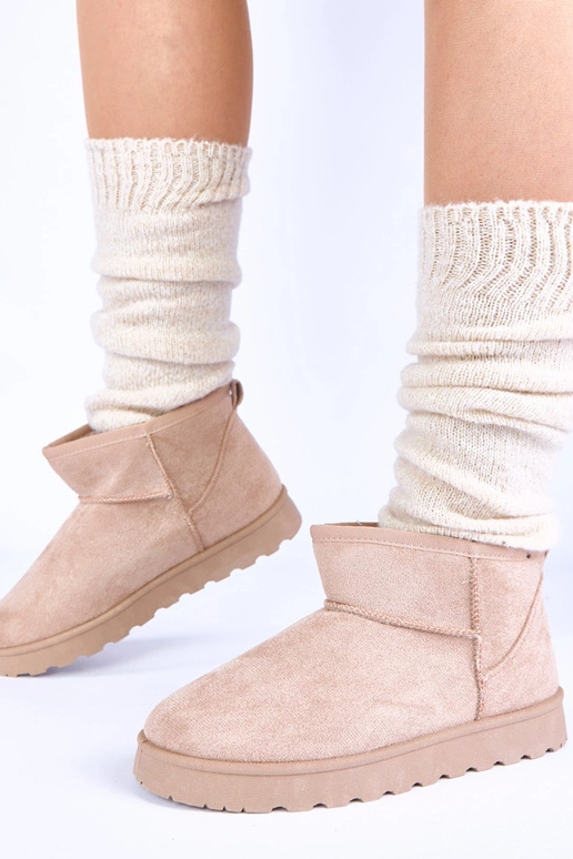 Beżowe śniegowce ocieplane futerkiem...