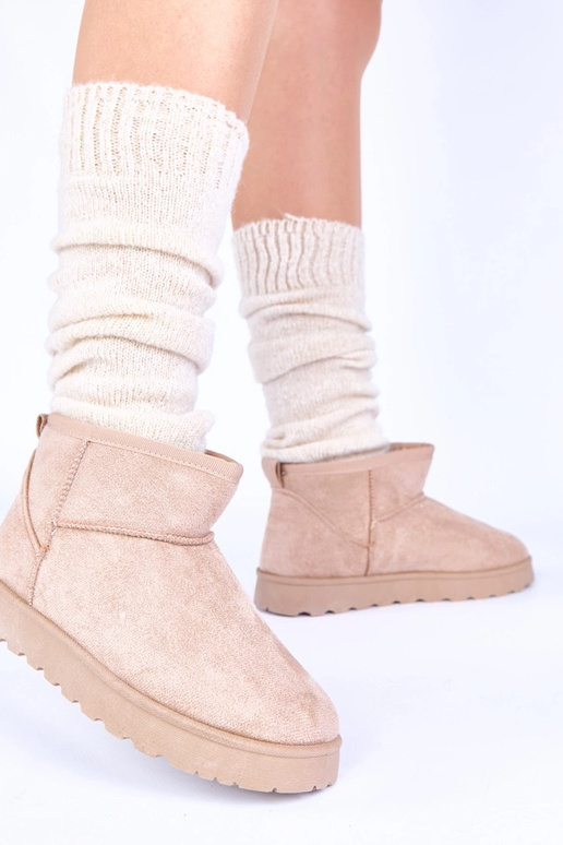 Beżowe śniegowce ocieplane futerkiem...