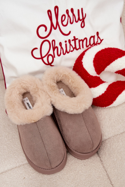 Women's slippers with fur Khaki Eveline