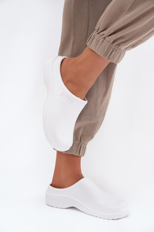 Piankowe Klapki Chodaki Damskie Białe Parissa