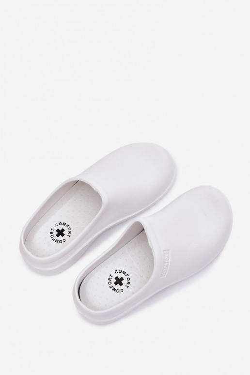 Piankowe Klapki Chodaki Damskie Białe Parissa