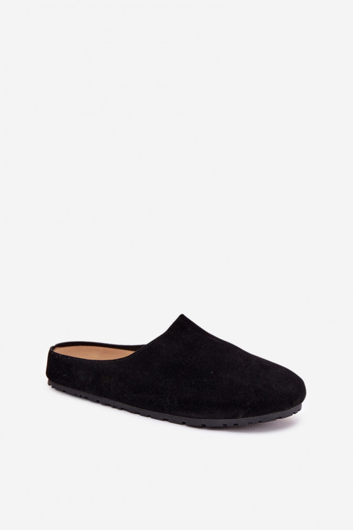 Women's slippers from eco suede black Kalvess
