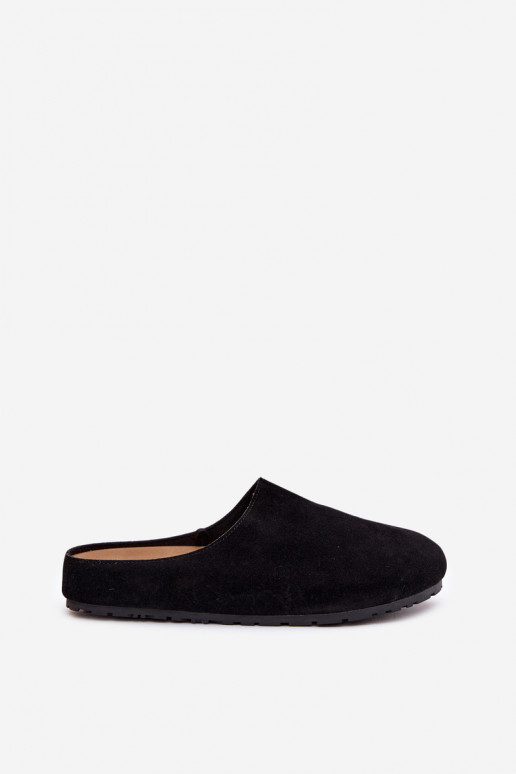 Women's slippers from eco suede black Kalvess