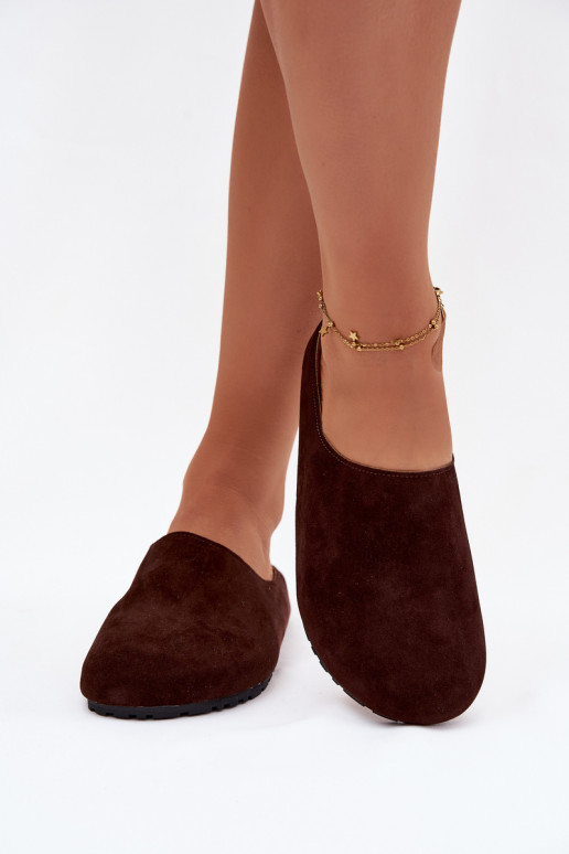 Women Slippers From Eco Suede Chocolate Kalvess