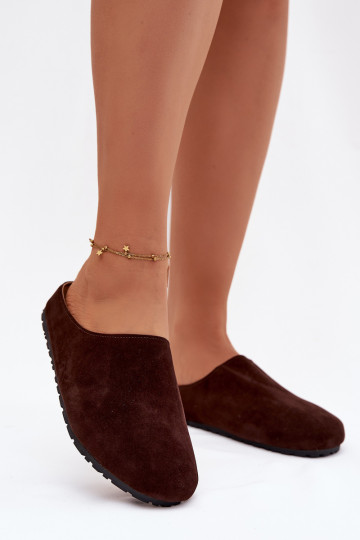 Women Slippers From Eco Suede Chocolate Kalvess 2