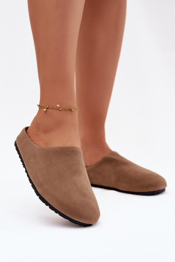 Women's slippers from eco suede Khaki Kalvess 2