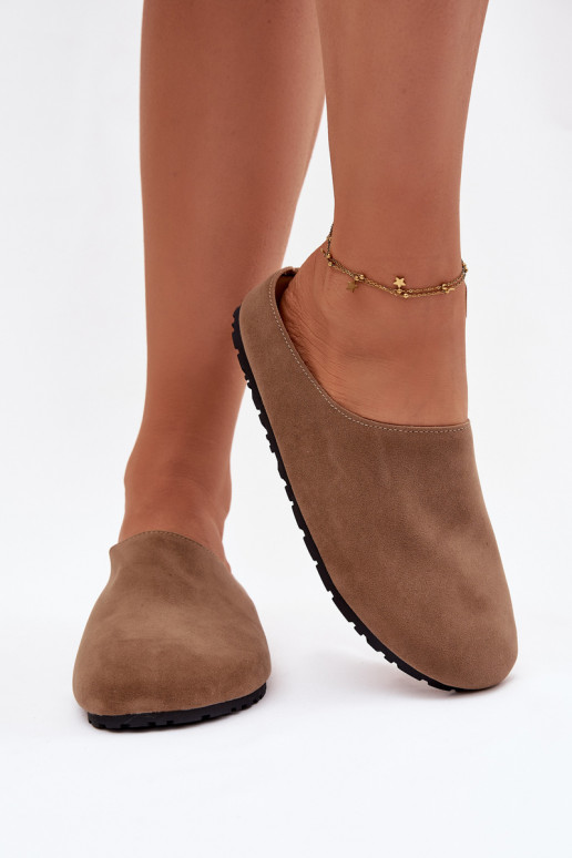 Women's slippers from eco suede Khaki Kalvess