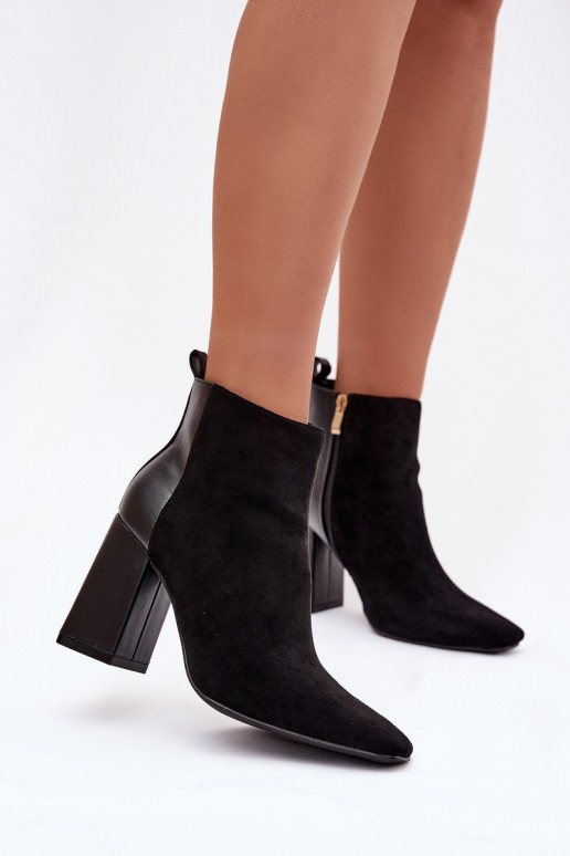 Women's Ankle Boots With Heel Lining Black Maloria