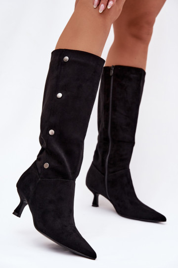 Women's Boots On Heel With Decorative Details Black Hovelle 2