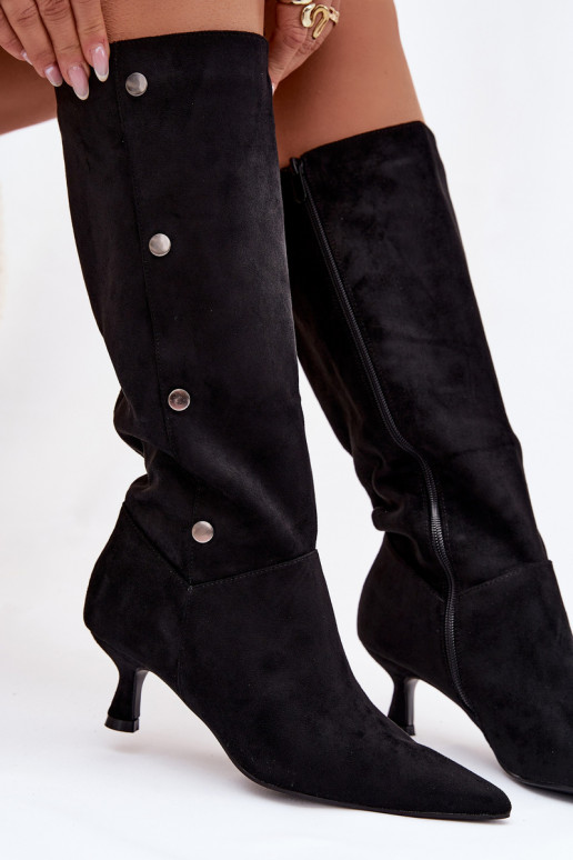 Women's Boots On Heel With Decorative Details Black Hovelle