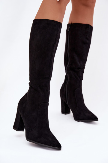 Women's Heeled Boots Made of Eco Suede Lined Black Narille 2