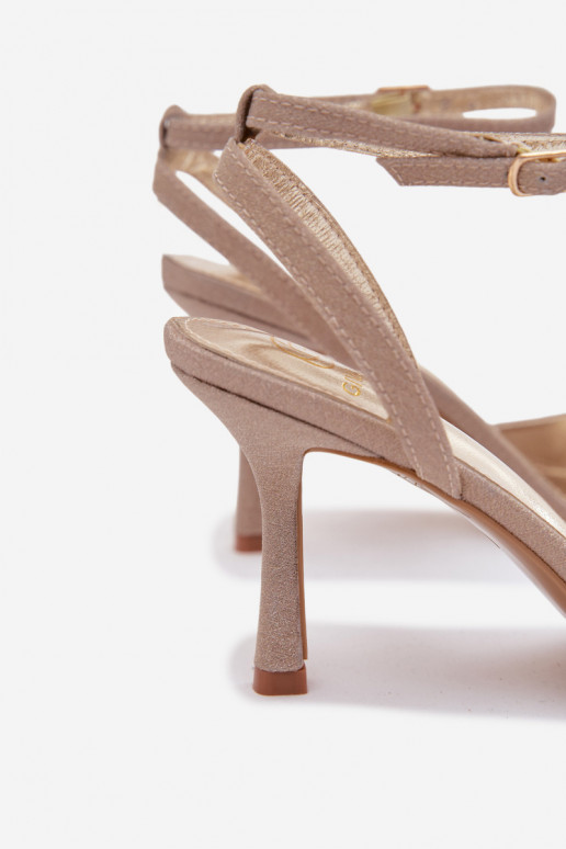 Women's High Heel Glitter Gold Sandals Brisora