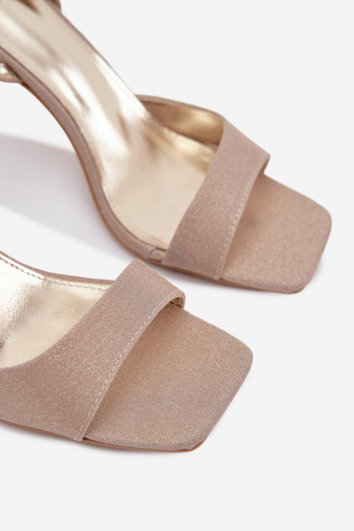 Women's High Heel Glitter Gold Sandals Brisora