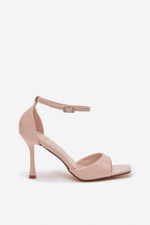 Patent Leather High Heel Sandals Beige Revella