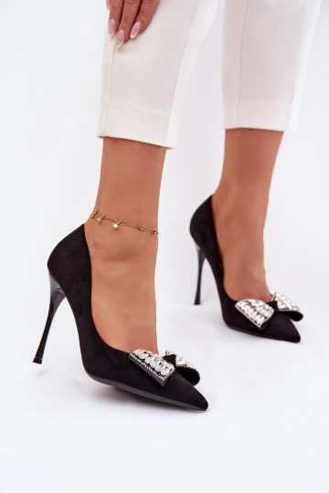 Heels with Bow and Crystals Black Marivine 2