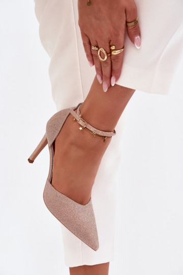 Shiny heels with strap champagne Joranne 2