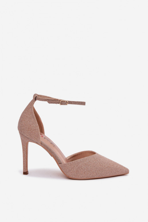 Shiny heels with strap champagne Joranne