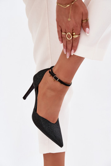 Shiny Heels with Strap Black Joranne 2