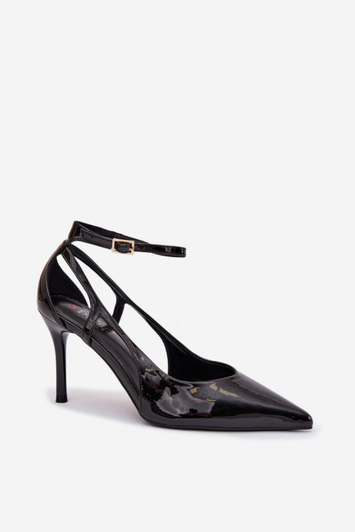 Patent leather high heels from eco leather black Fionnel