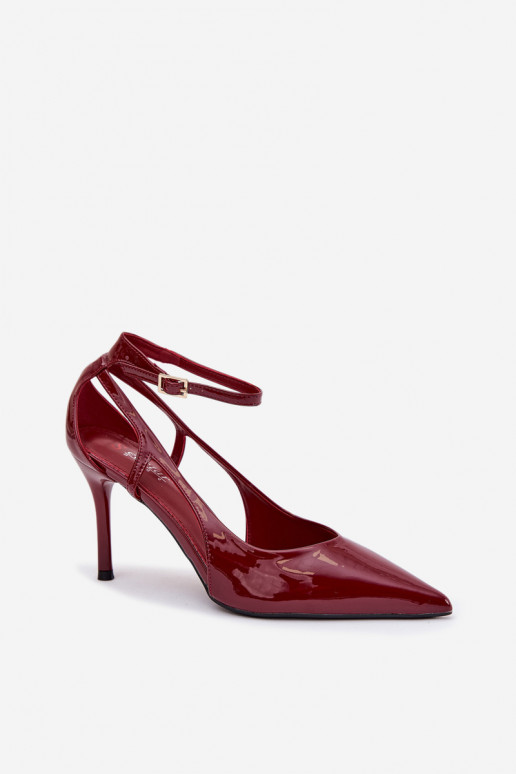 Patent Leather High Heels Made of Eco Leather Burgundy Fionnel