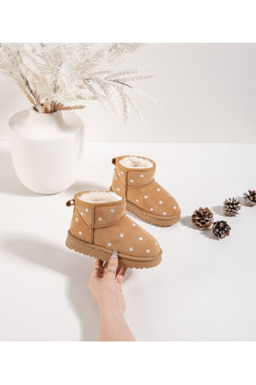 Śniegowce Dziecięce Ozdobione Kwiatuszkami Camel Gracina