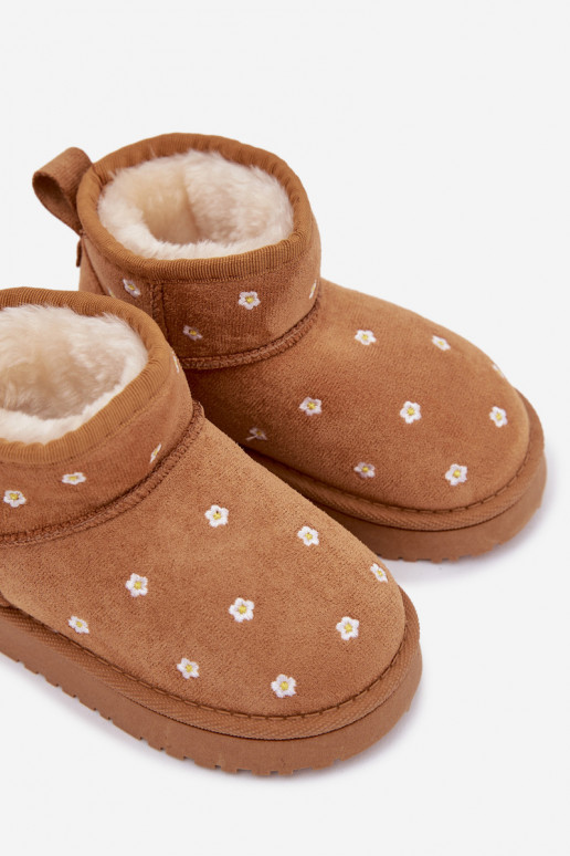 Children's snow boots decorated with flowers Camel Gracina