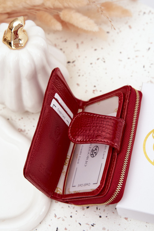 Lacquered Ladies Wallet With Embossing Red Rivonna