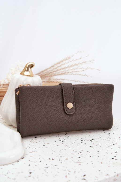 Portfel DamskiwithEko Skóry Duży Szary Gilessa