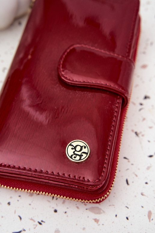 Glossy Ladies Wallet with Gold Detail Red Evlinne