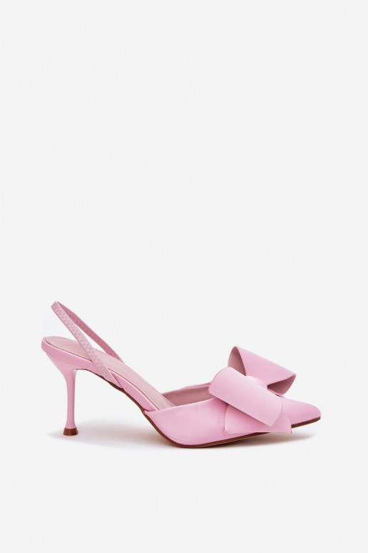 High Heels With Open Heels And Bow Pink Eklevia