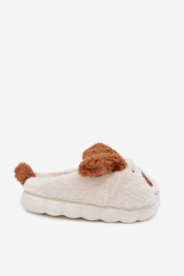 Children's Furry Slippers Puppies Brown Farnise 2