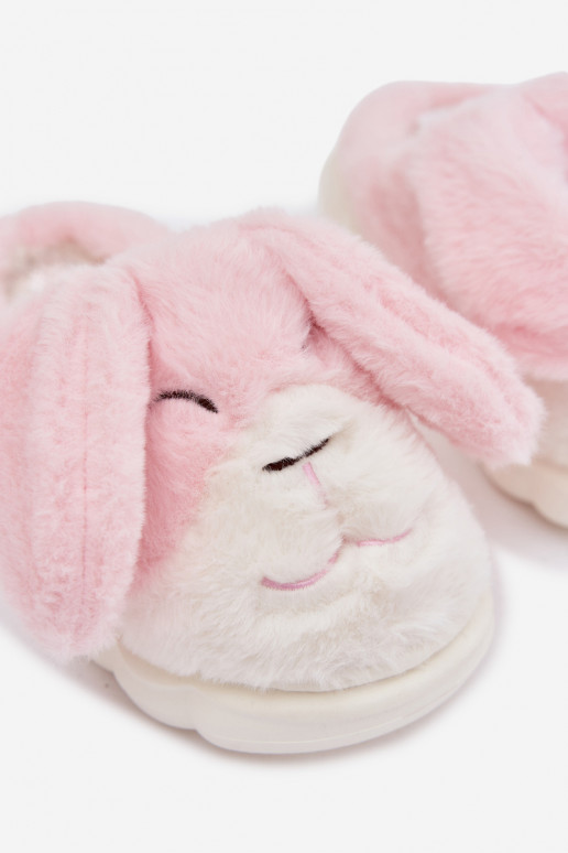 Children's Fur Slippers Bunny Pink Farnise