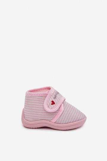 Kids slippers with velcro stripes light pink Lavelle 2