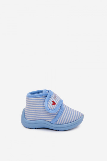 Kids slippers with Velcro stripes blue Lavelle 2