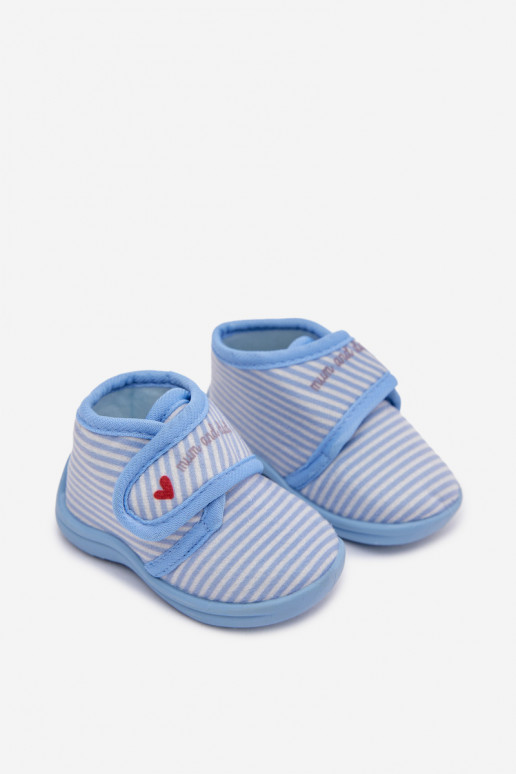 Kids slippers with Velcro stripes blue Lavelle