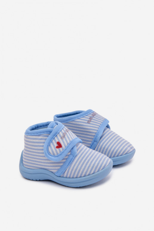 Kids slippers with Velcro stripes blue Lavelle