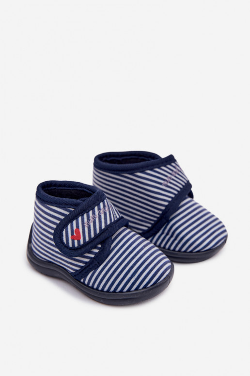 Children's slippers with Velcro striped navy Lavelle