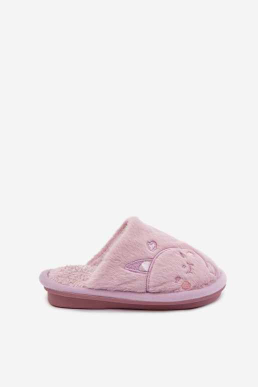 Kids slippers with purple fur Norene
