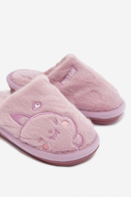 Kids slippers with purple fur Norene