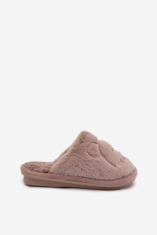 Children's slippers with fur Dark beige Norene