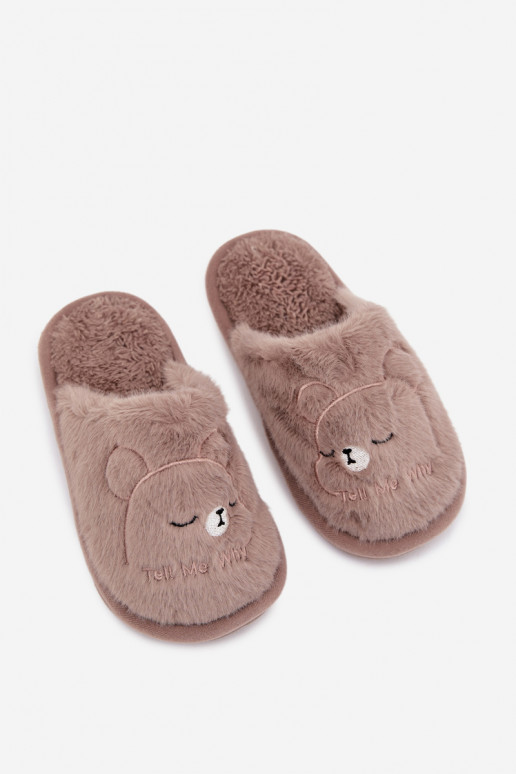 Children's slippers with fur Dark beige Norene