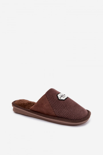 Men's Slippers With Embroidery Brown Presine