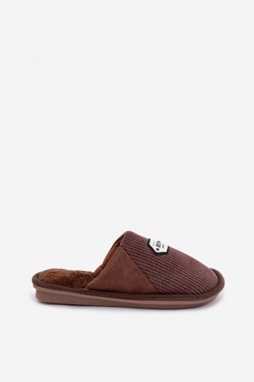 Men's Slippers With Embroidery Brown Presine 2