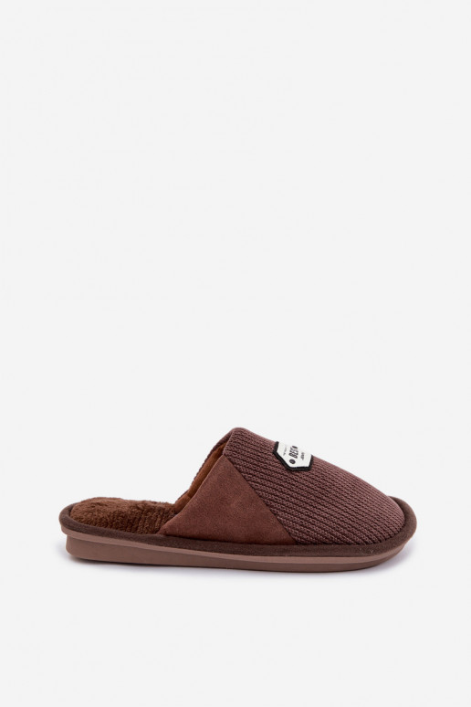 Men's Slippers With Embroidery Brown Presine
