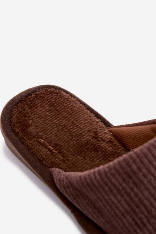 Men's Slippers With Embroidery Brown Presine